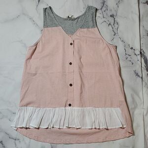 4/$20 Umgee Pink/White Stripe Tank Top